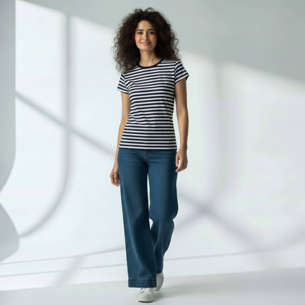 The Rich Striped Nautical Crew Neck T-Shirt For Women