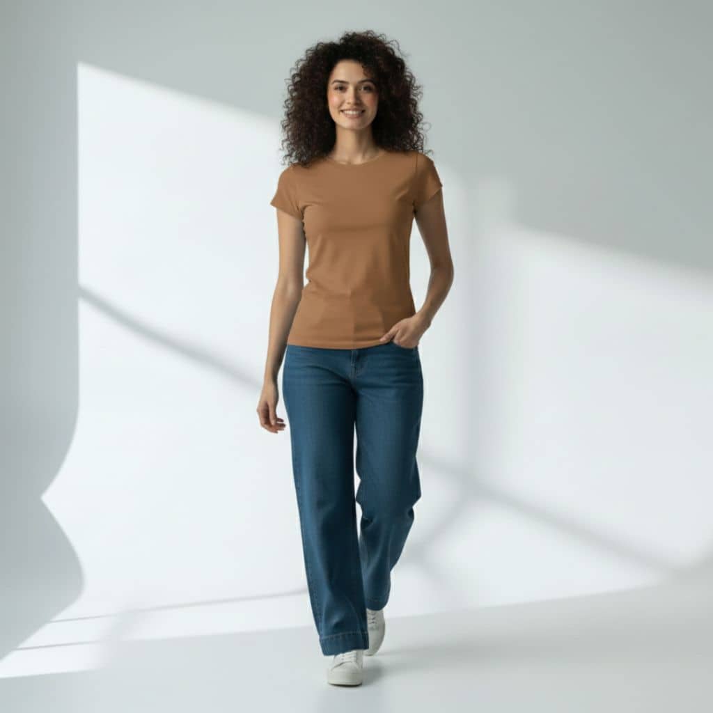 The Pearl Brown Crew Neck T-Shirt For Women
