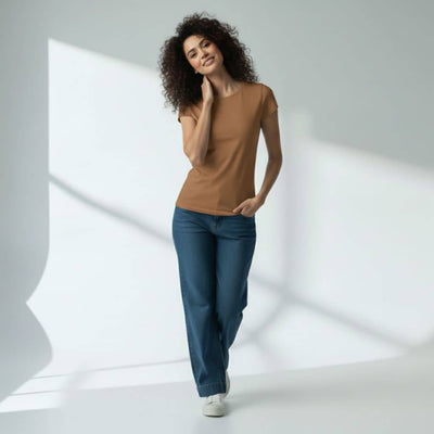 The Pearl Brown Crew Neck T-Shirt For Women