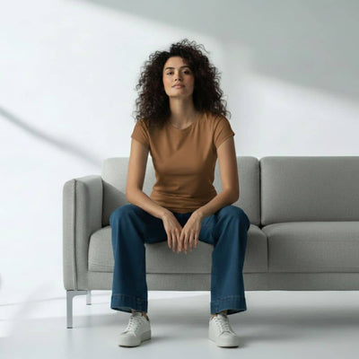 The Pearl Brown Crew Neck T-Shirt For Women