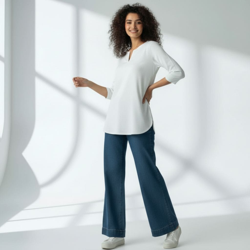 The Brazilian White Cotton V-Notch Neck Short Kurta