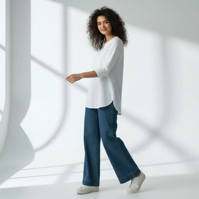 The Brazilian White Cotton V-Notch Neck Short Kurta