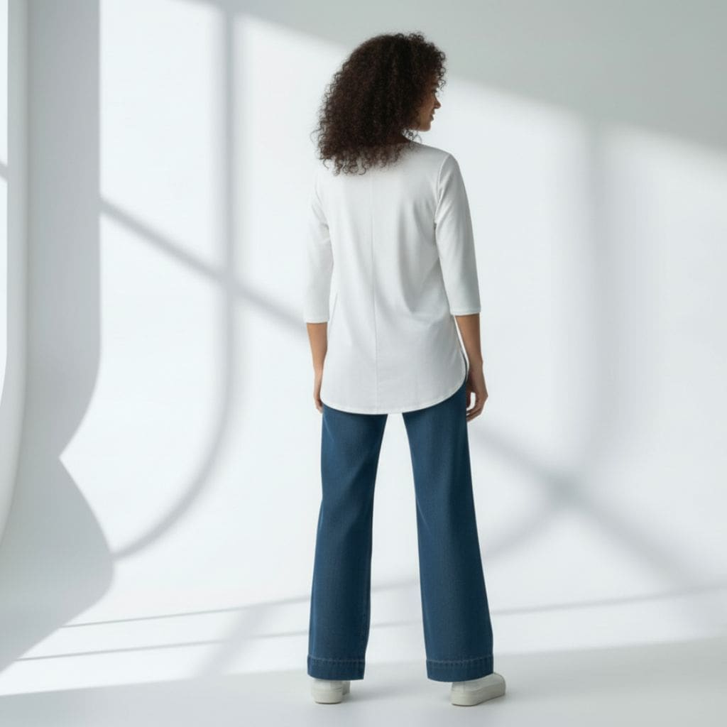 The Brazilian White Cotton V-Notch Neck Short Kurta