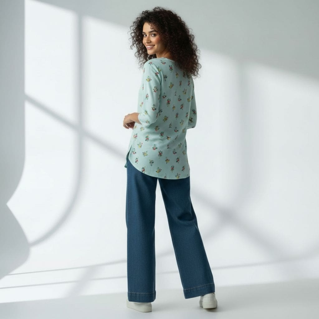 The Pale Turquoise Viscose V-Notch Neck Short Kurta