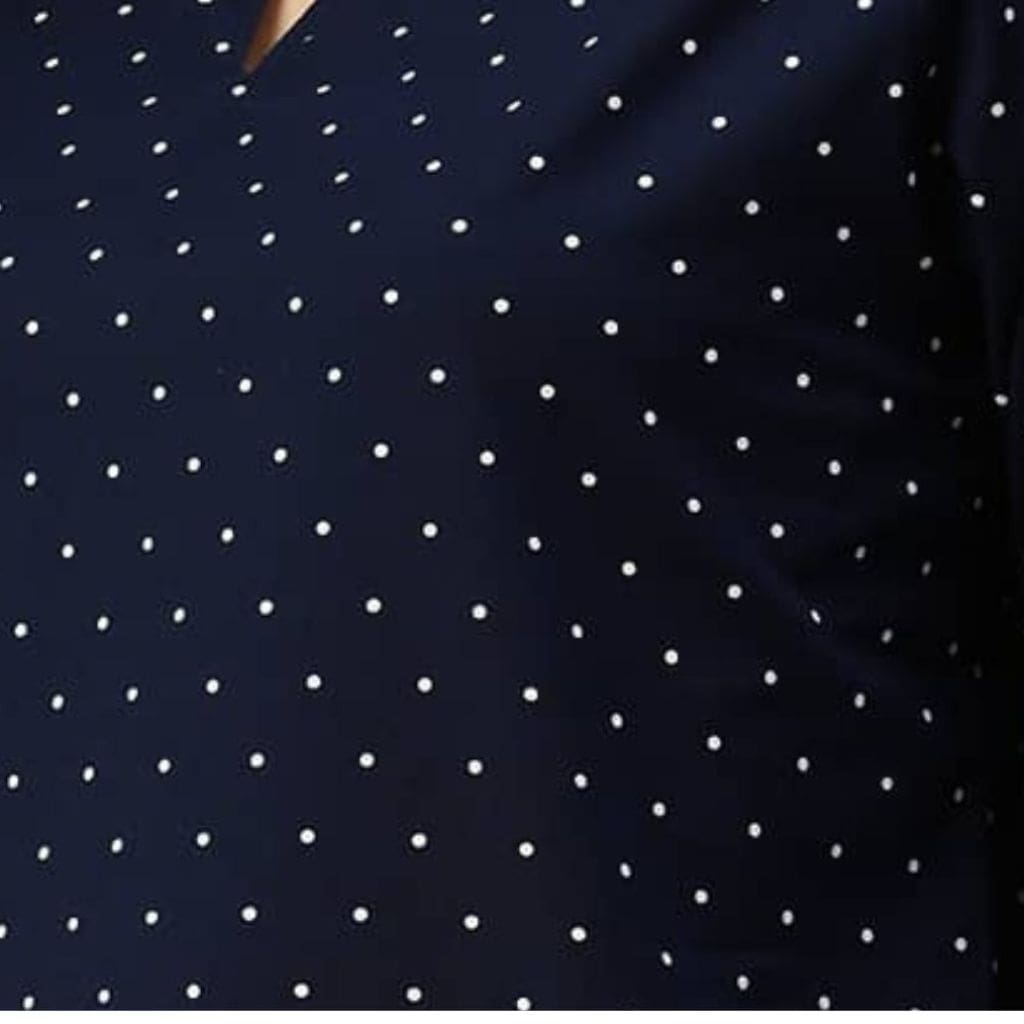 The Polka Navy Cotton Poplin V-Notch Neck Short Kurta