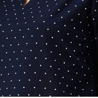 The Polka Navy Cotton Poplin V-Notch Neck Short Kurta
