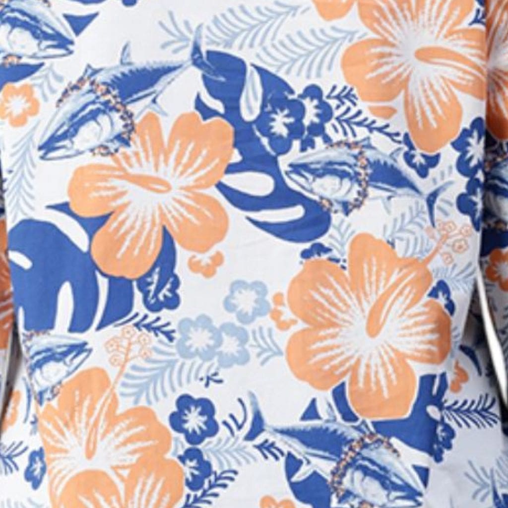 The Hibiscus Floral Cotton Poplin V-Notch Neck Short Kurta