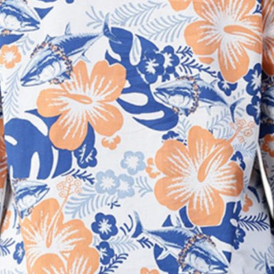 The Hibiscus Floral Cotton Poplin V-Notch Neck Short Kurta