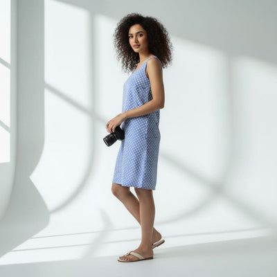 The Polka dot Viscose WFH A-Line Dress