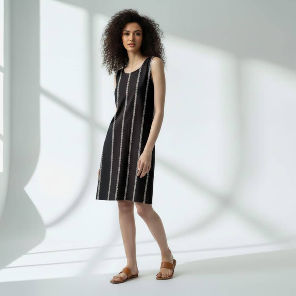 The Zig-Zag Stripe Viscose WFH A-Line Dress