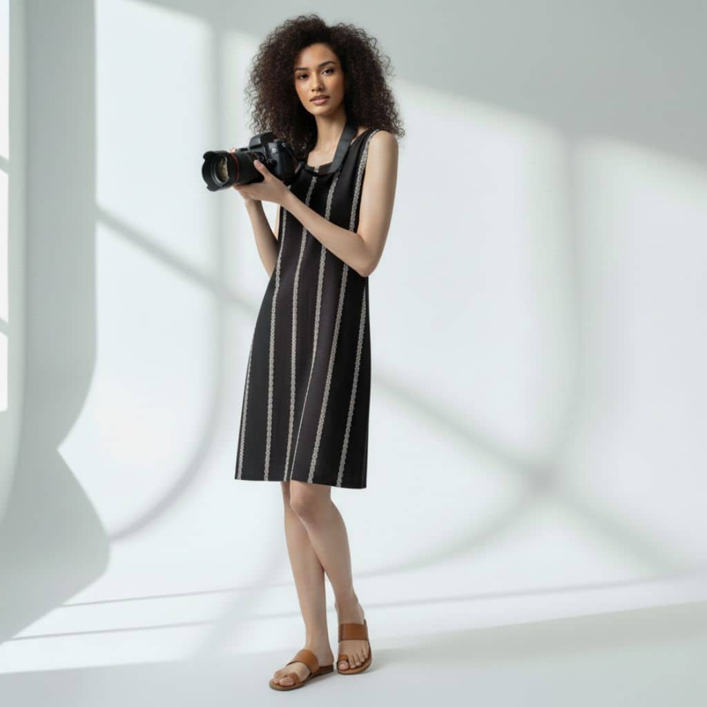 The Zig-Zag Stripe Viscose WFH A-Line Dress