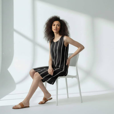 The Zig-Zag Stripe Viscose WFH A-Line Dress