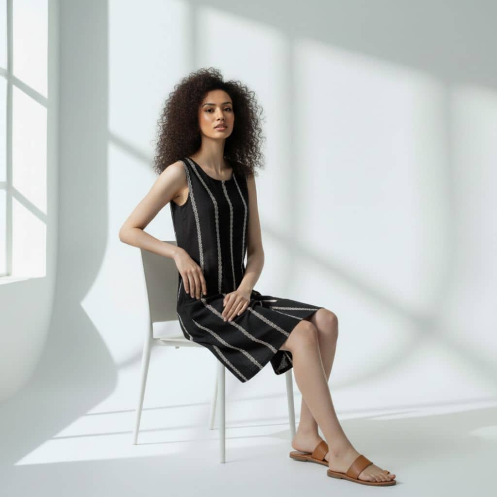 The Zig-Zag Stripe Viscose WFH A-Line Dress