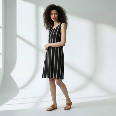 The Zig-Zag Stripe Viscose WFH A-Line Dress
