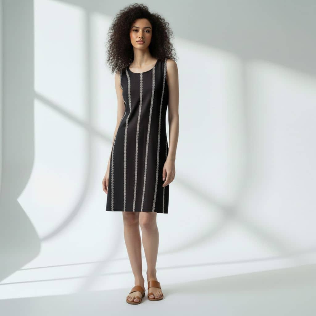 The Zig-Zag Stripe Viscose WFH A-Line Dress