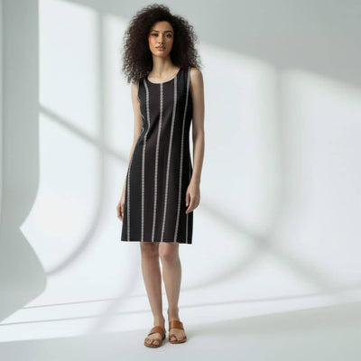 The Zig-Zag Stripe Viscose WFH A-Line Dress