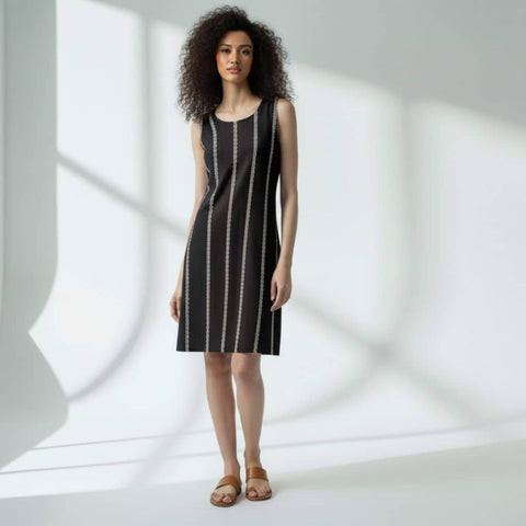 The Zig-Zag Stripe Viscose WFH A-Line Dress