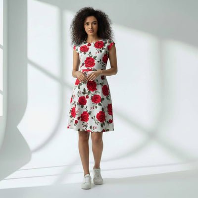 The Floral Viscose WFH A-Line Dress