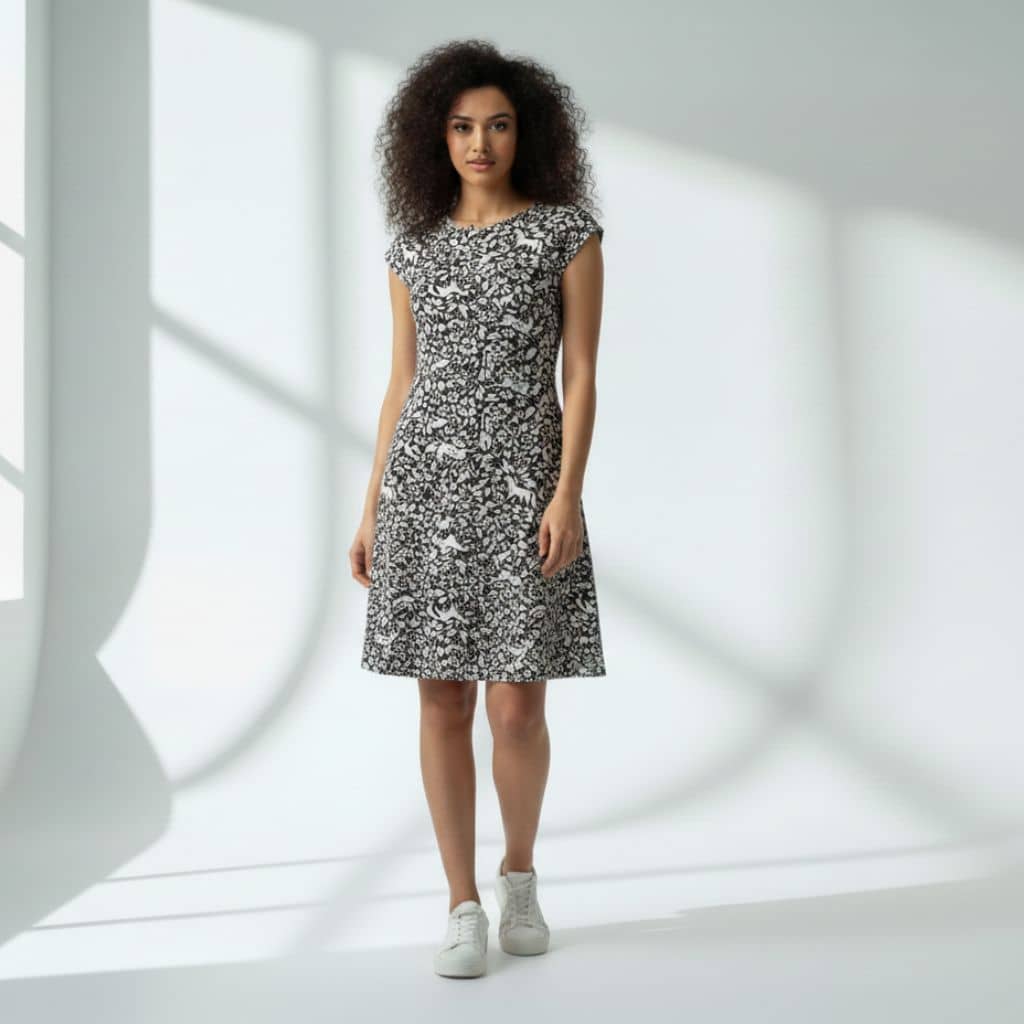 The Floral Printed Viscose WFH A-Line Dress