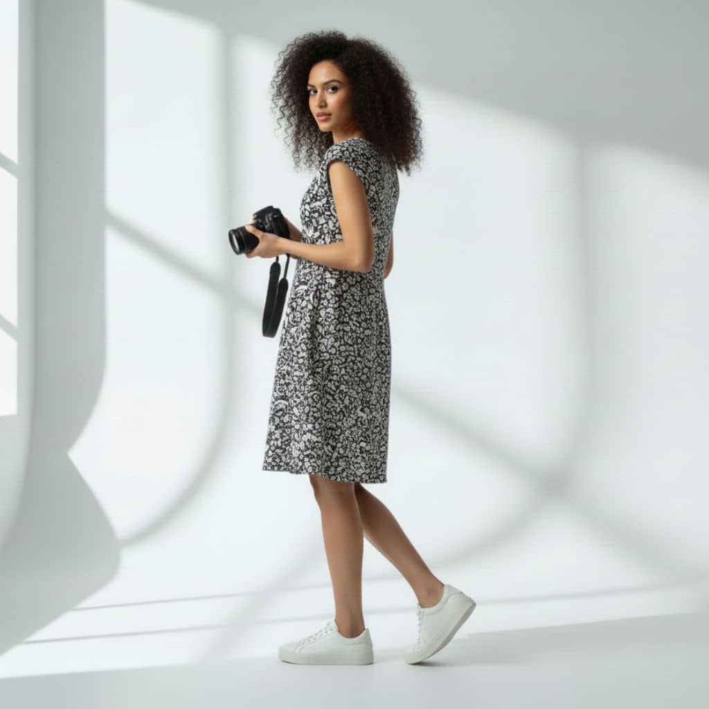 The Floral Printed Viscose WFH A-Line Dress