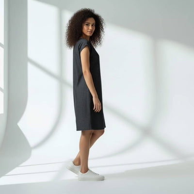 The Chambray Denim Solid WFH A-Line Dress