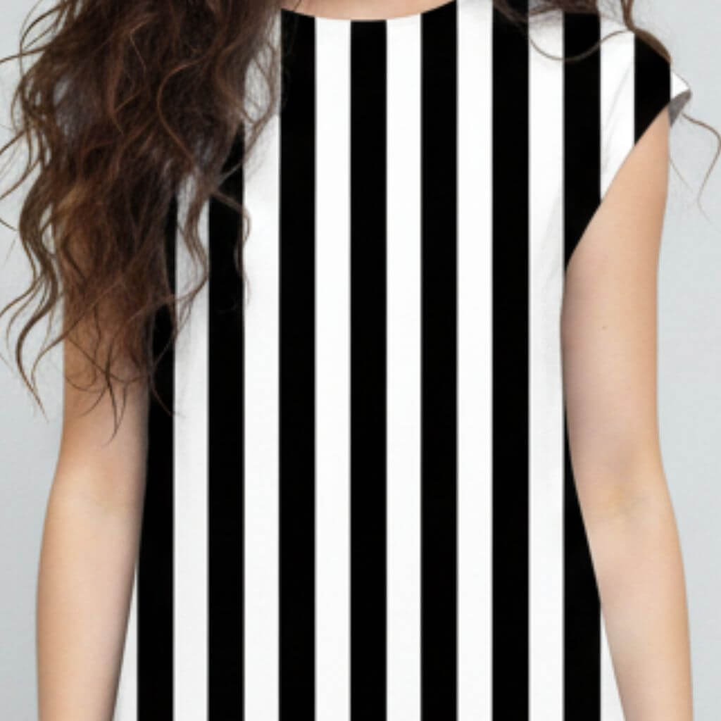 The Vertical Broad Stripe Viscose WFH A-Line Dress