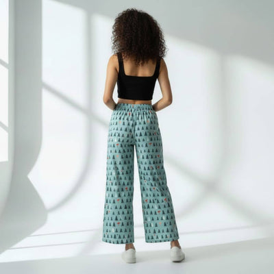 The Christmas Tree Motifs  Cotton Wide Leg Pant