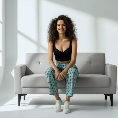 The Christmas Tree Motifs  Cotton Wide Leg Pant