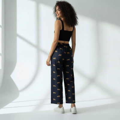 The Tiger in Black Cotton Wide Leg Pant