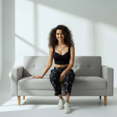 The Tiger in Black Cotton Wide Leg Pant