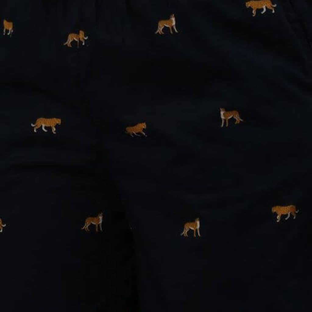 The Tiger in Black Cotton Wide Leg Pant