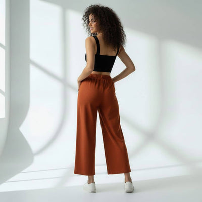 The Solid Brown Cotton Wide Leg Pant