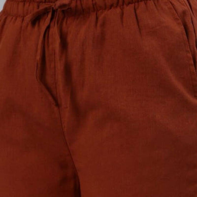 The Solid Brown Cotton Wide Leg Pant