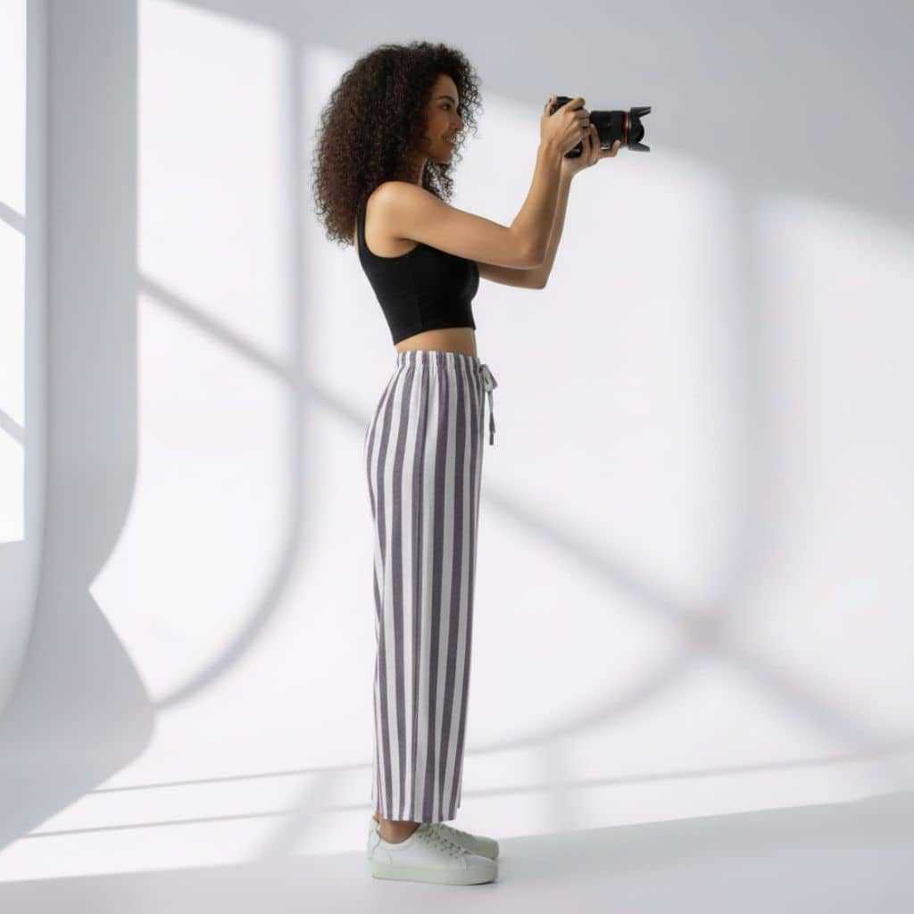 The Vertical Stripes Cotton Poplin Wide Leg Pant