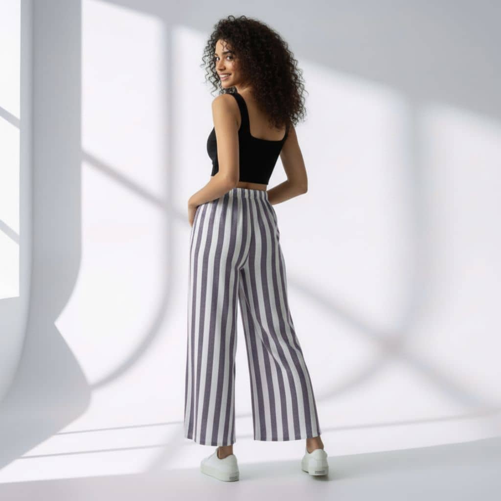 The Vertical Stripes Cotton Poplin Wide Leg Pant