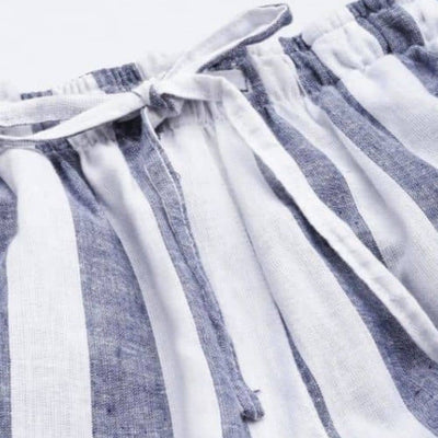 The Vertical Stripes Cotton Poplin Wide Leg Pant