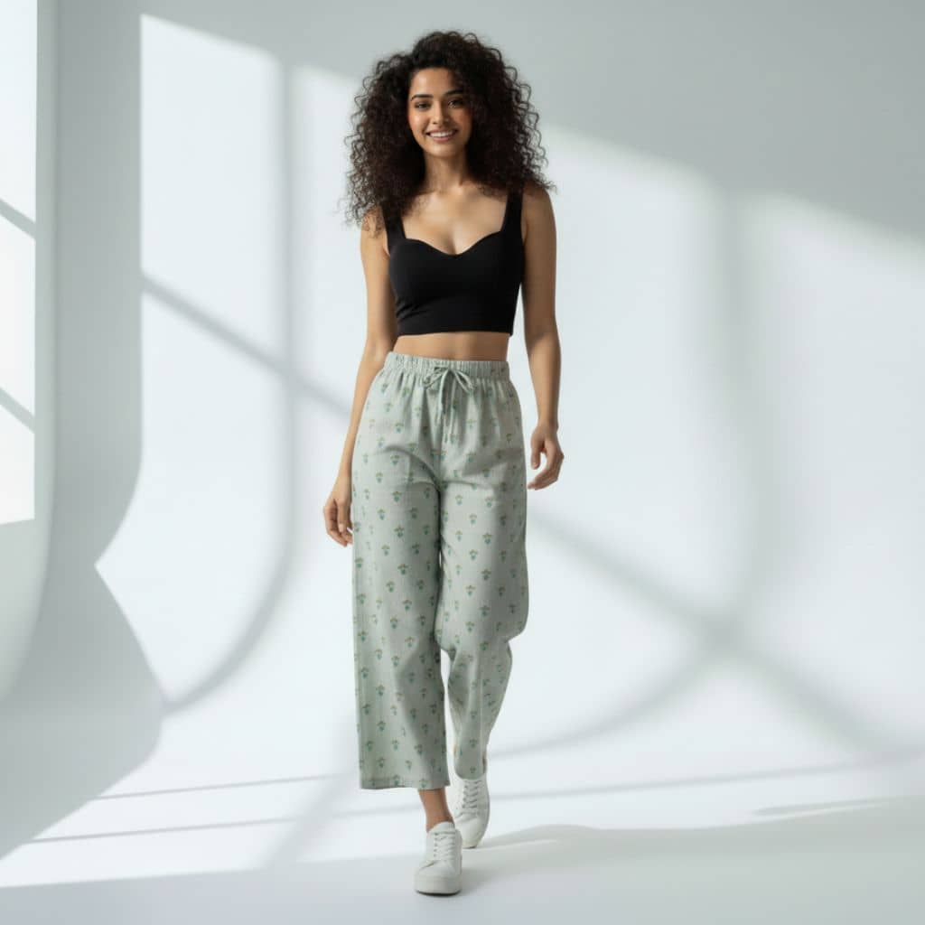The Sage Palm Viscose Wide Leg Pant