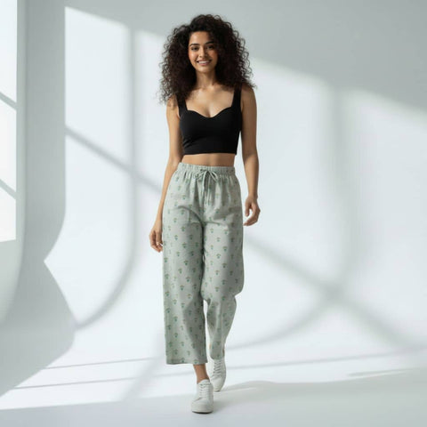 The Sage Palm Viscose Wide Leg Pant