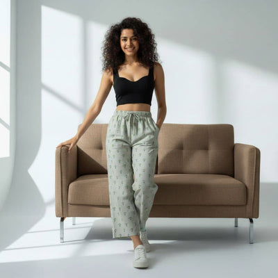 The Sage Palm Viscose Wide Leg Pant