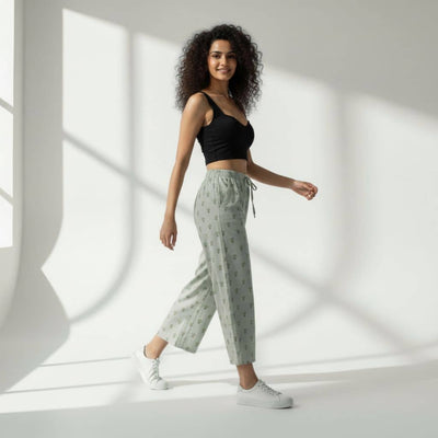 The Sage Palm Viscose Wide Leg Pant