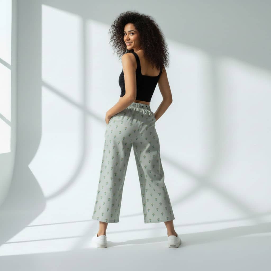 The Sage Palm Viscose Wide Leg Pant
