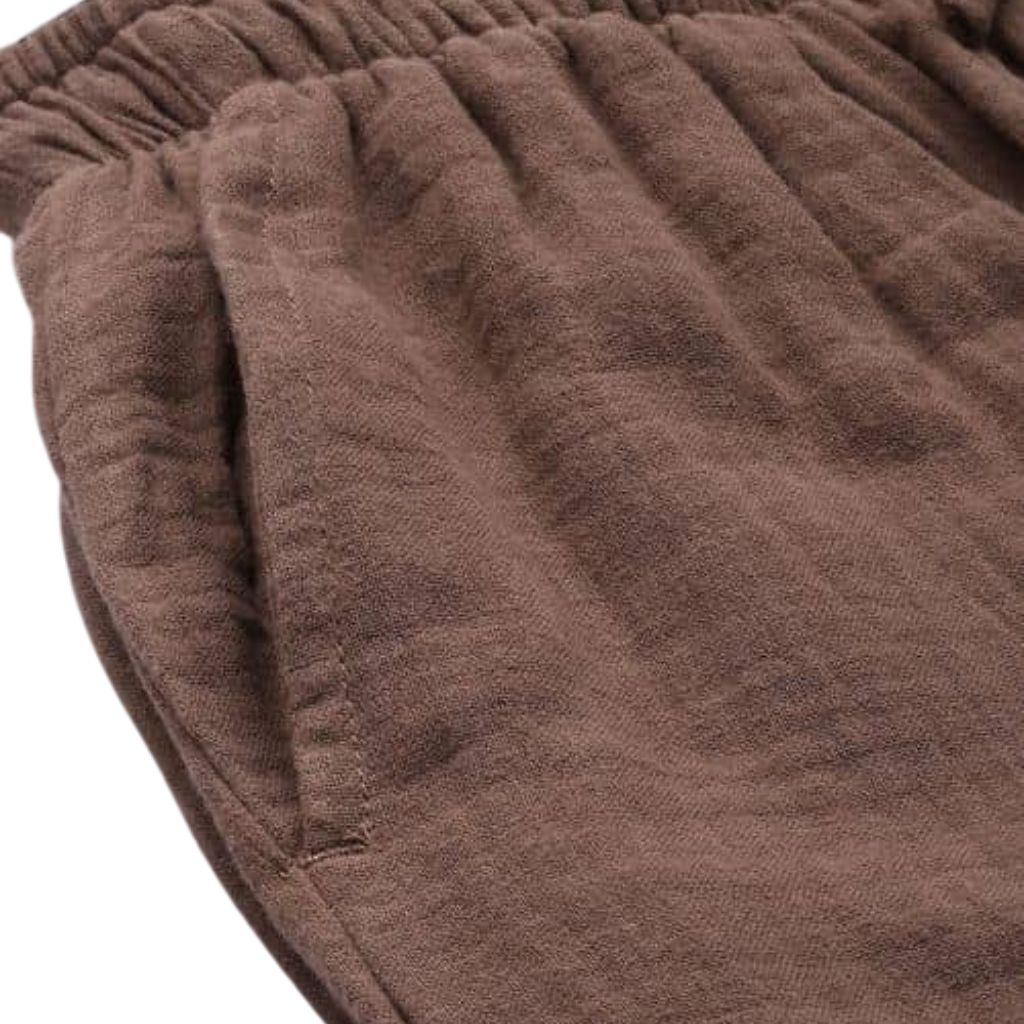 The Solid Brown Cotton Wide Leg Pant