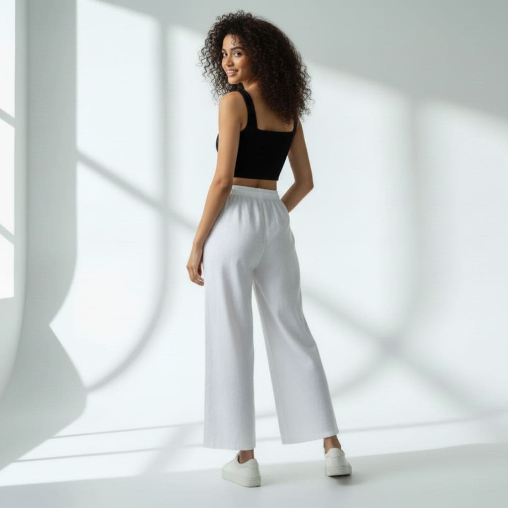 The Solid Classic White Cotton Wide Leg Pant