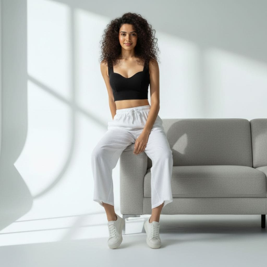 The Solid Classic White Cotton Wide Leg Pant