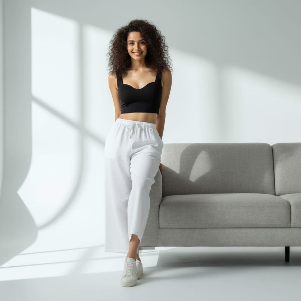 The Solid Classic White Cotton Wide Leg Pant