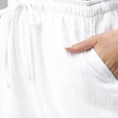The Solid Classic White Cotton Wide Leg Pant
