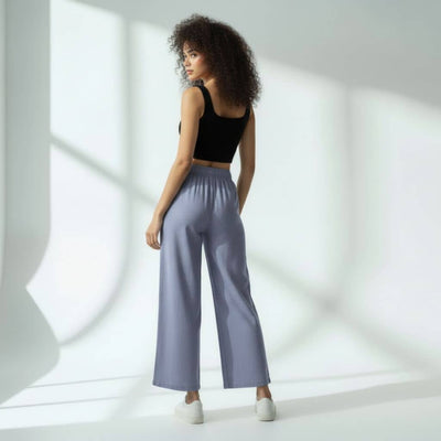 The Solid Light Blue Cotton Wide Leg Pant