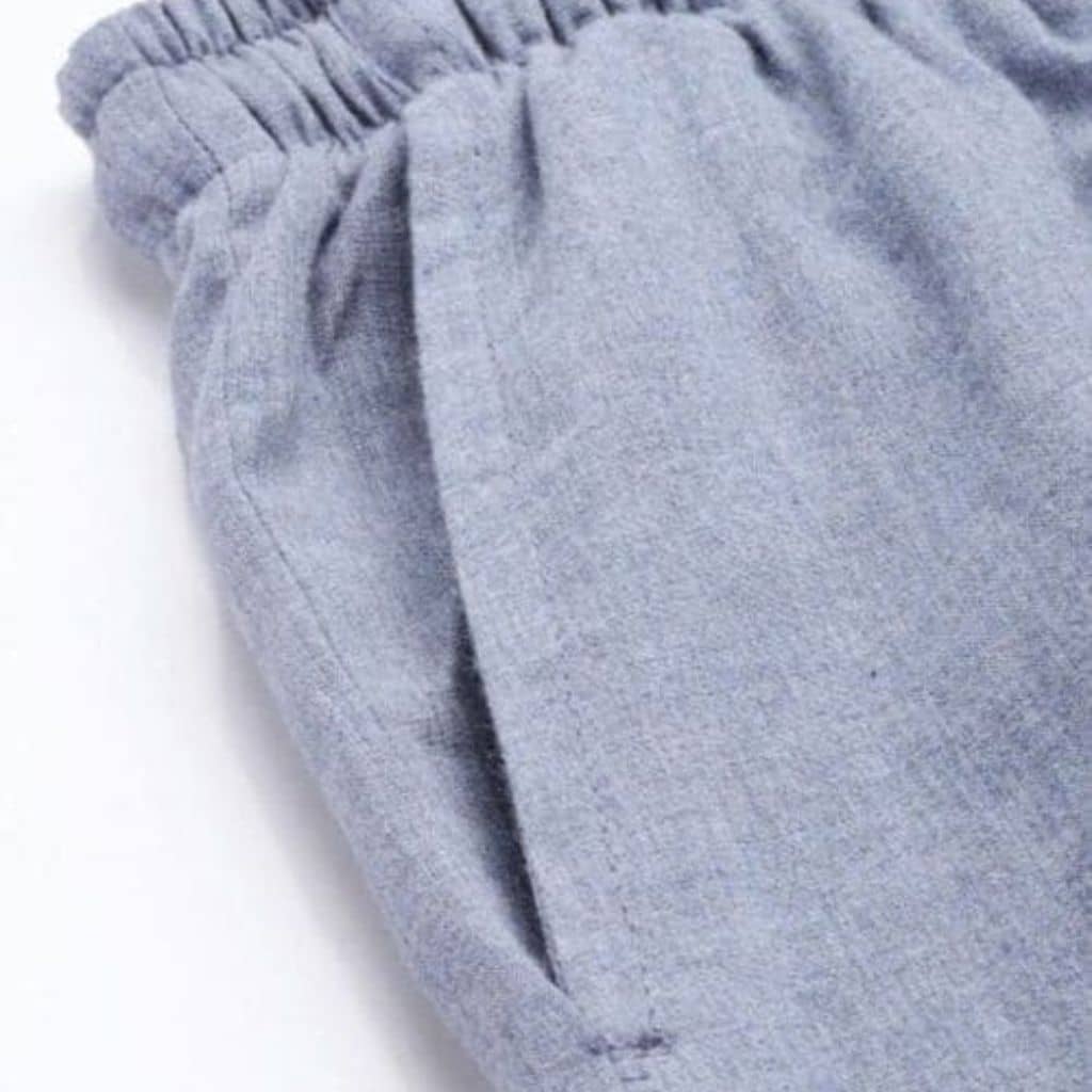 The Solid Light Blue Cotton Wide Leg Pant