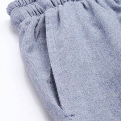 The Solid Light Blue Cotton Wide Leg Pant