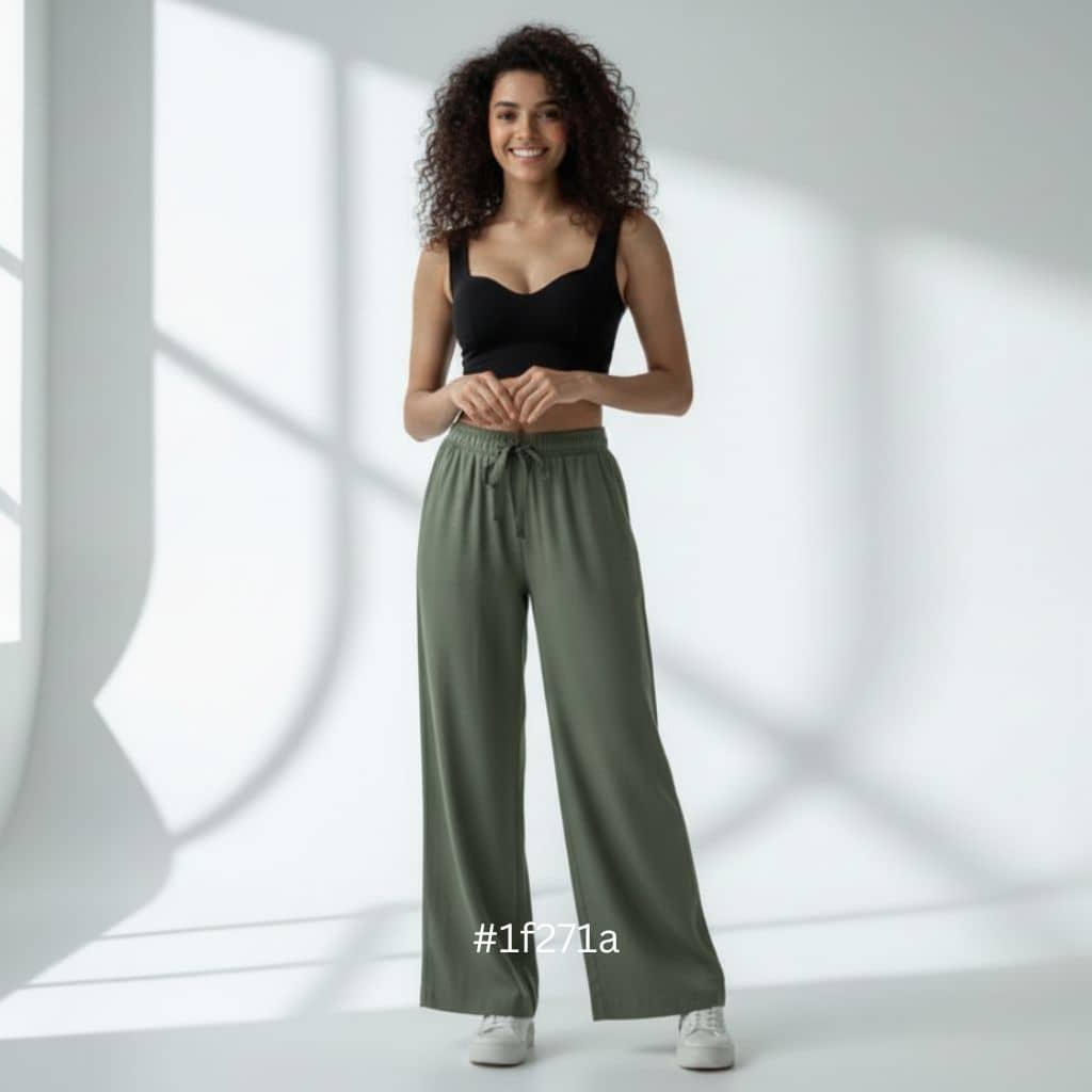 The Solid Olive Cotton Wide Leg Pant